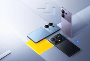 POCO budget smartphones in blue, purple and black colors arranged for best budget smartphones comparison