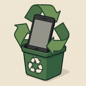 Recycling illustration encouraging users to recycle or sell old mobile phone responsibly