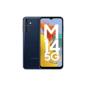 Samsung M14 5G budget smartphone showing front display and triple rear cameras