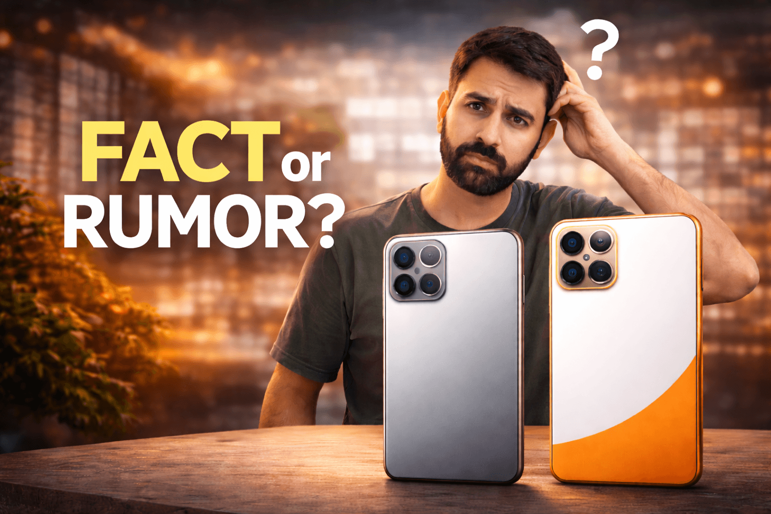 1000111187 User analyzing real and fake smartphone launch claims using a magnifying glass to verify phone specifications and brand announcements like in case of Patanjali Smartphone 5G.