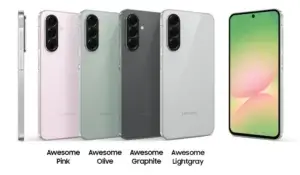 Samsung Galaxy A56 lineup in Awesome Pink, Awesome Olive, Awesome Graphite and Awesome Light Gray colors