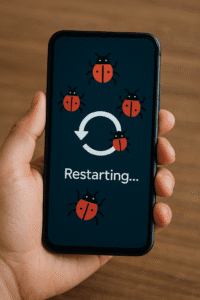 Smartphone restarting to fix software bugs that may cause charging problems.
