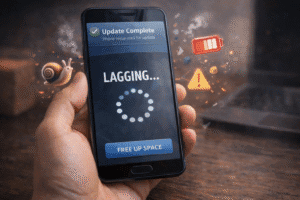 Mobile phone lagging after software update showing slow loading and performance issues