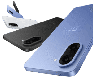 OnePlus Nord CE 5 rear design in multiple color variants showing dual camera setup, slim profile, and minimalist OnePlus branding.