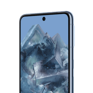 Google Pixel smartphone display showing abstract crystal wallpaper