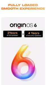 iQOO Z11x running OriginOS 6 with 2 years Android updates and 4 years security updates