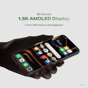 Infinix Note Edge 3D curved 1.5K AMOLED display with 120Hz refresh rate and ultra-slim 7.2mm design.